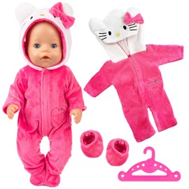Doll Clothes for 13-18 Inch Baby Dolls, Sweet Outfits Jumpsuit Top Hat and Socks for 30-45 cm New Born Baby Dolls Girls Birthday (Cat) (No Doll)