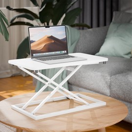Standing Desk Converter Height Adjustable, Sit to Stand up Desk Riser Computer Workstation use in Laptop and Single Monitor Ergonomic Desktop Workstation for Home Office - White