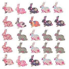 EXCEART Rabbit Wooden Buttons Mixed Color 100pcs Cute Bunny Buttons Wooden Cartoon Rabbit Button for Easter Party Decorations