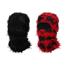 FuninCrea 2 Pack Distressed Balaclava Ski Mask, Balaclava Full Face Ski Mask for Men Women, Windproof Balaclava Ski Face Mask Shiesty Mask Winter Ski Mask (UK, Alpha, One Size, Plus Size, Style 1)