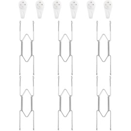 Bilillo 6 Pack Plate Hangers for The Wall, Suitable for 8-10 inch Art Plate, Stainless Steel Invisible Heavy Duty Wire Plate Holder with Wall Hooks, Plate Hangers for Displaying Plates, Silver
