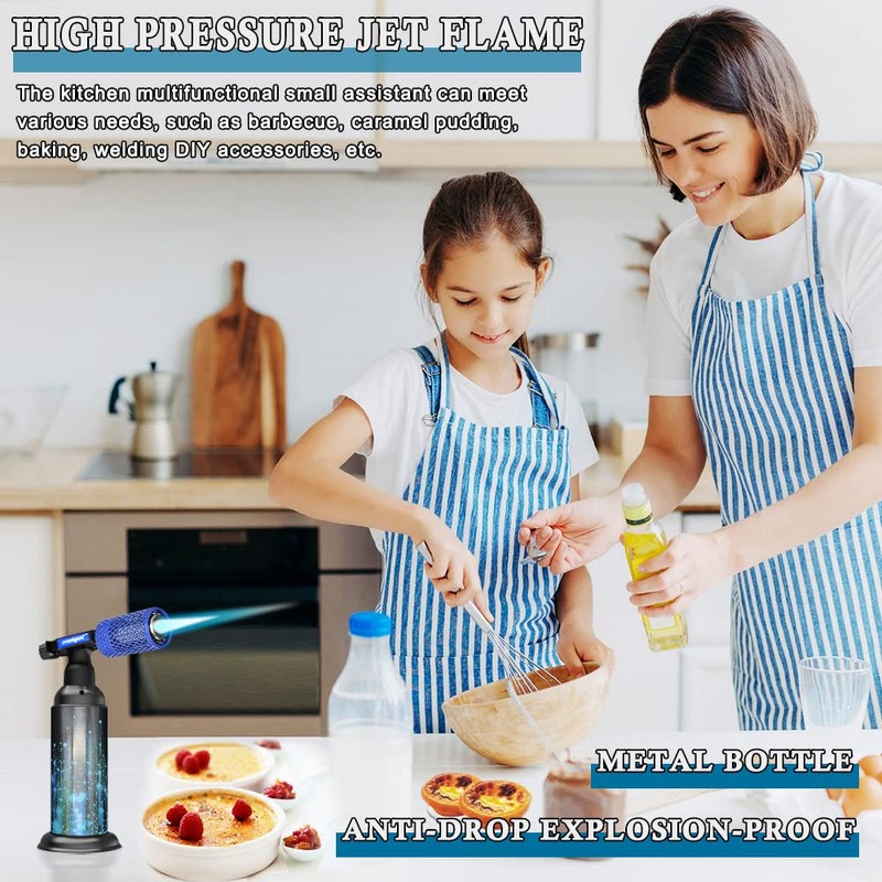 Molgoc Butane Torch with Anti-scalding Device,Stainless Steel Protective Cover,Refillable Kitchen