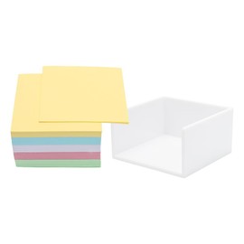 MEI YI TIAN White Memo Holder with 500 Sheets Non-Sticky Colorful Blank Memo Notes Cube Simple PS Sticky Notes Organizer Notepad Dispenser 5 Colors Memo Pads
