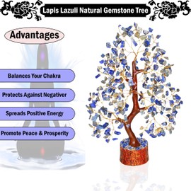 Gangesindia Gangesindia? Lapis Lazuli Chakra Gemstone Tree of Life - Crystal-Tree for Positive Energy, Feng Shui Decor Money Bonsai Tree