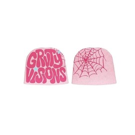 Pooyikoi Knitting Hat Men Women Quality Cap Warm Cap Harajuku Beanie Gothic Spider Pattern Wool Acrylic Y2k Knitted Hat Pink