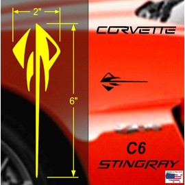 Stingray Window Fender Car Vinyl Graphics Decals 2x6 Inches Qty 4, Fits Chevy Corvette C6, Black
