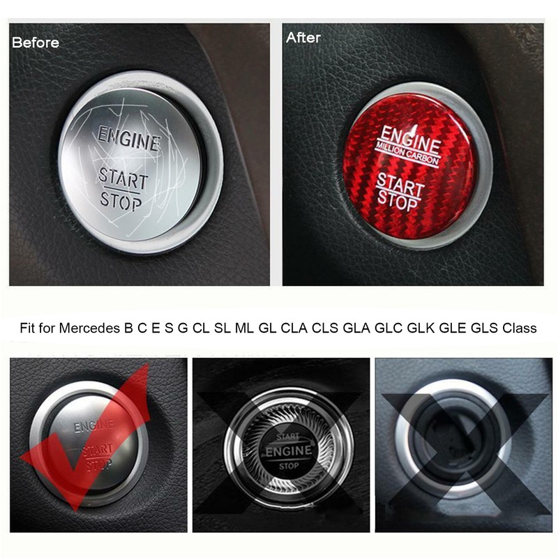 Carbon Fiber Engine Start Stop Button Cover Trim Fit for