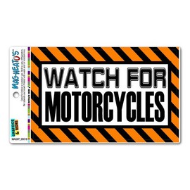 GRAPHICS & MORE Watch for Motorcycles Orange - Caution Warning Automotive Car Refrigerator Locker Vinyl Magnet