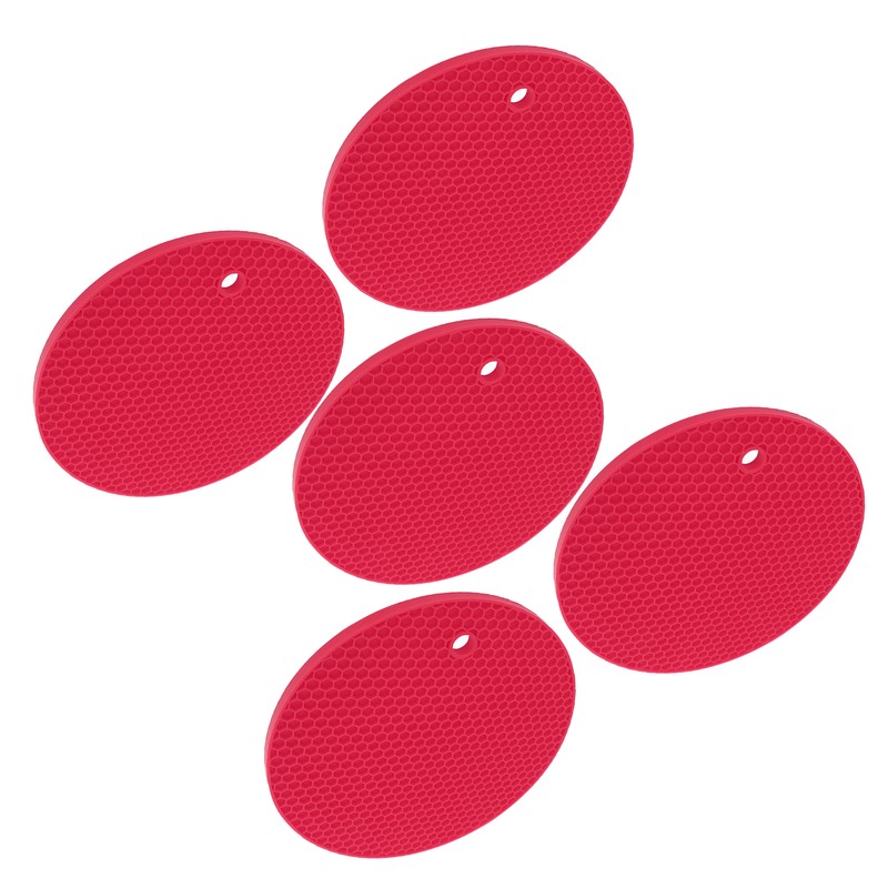 5PCS Silicone Trivet Mats Round Multipurpose Heat Resistant Non Slip