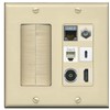 RiteAV Cat7 Coax HDMI Phone Toslink USB-C Wall Plate - Brush [Ivory/Ivory]
