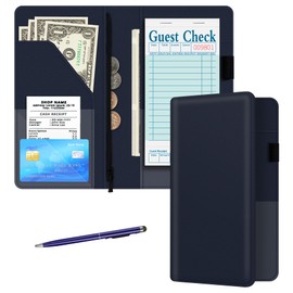 BVYA Server Book for Waitress, 5x9 Inch Server Book with Zipper Pocket, Solid Candy Sweet Leather Server Wallet Organizer Fit Waitress Apron