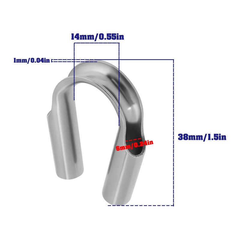 ECSiNG 4pcs 6mm Wire Rope Tube Thimble Stainless Steel Cable