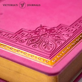 Victoria`s Journals Vintage notebook, Classic A5 journal, Leather Hard Cover, Hardback notebook, Quality design Diary (Pink)
