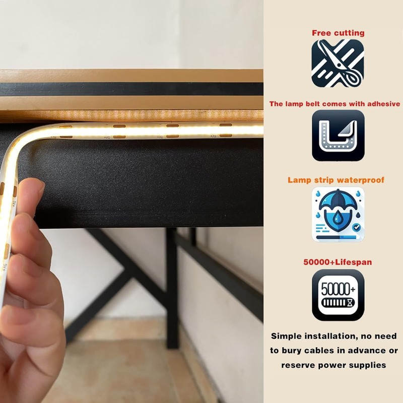 COB LED Strip Light 5V USB 8 mm, 1 m