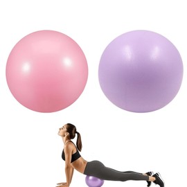 VYNZOR Pack of 2 Pilates Ball 25 cm, Soft, Non-Slip & Thickened Gymnastics Ball, Small in Pink, Purple, with Blow Tube, Pilates & Yoga Accessories for Gym, Home, Office