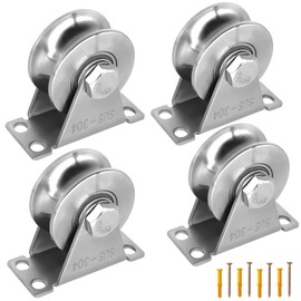 JAHOMFAI U-Type pulley 4pcs steel pulley blocks, quality Single Pulley Wheels with Mute Bearings Groove Sliding Roller, Use for gym Fitness, Material Handling and Moving Mount Pulley Block
