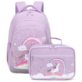 Abshoo Cute Kids Backpack For Girls Kindergarten Elementary Unicorn School Backpacks Set with Lunch Box (Unicorn Purple)
