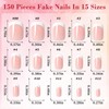 Bellelfin White French Tip Press on Nails Short Square Fake