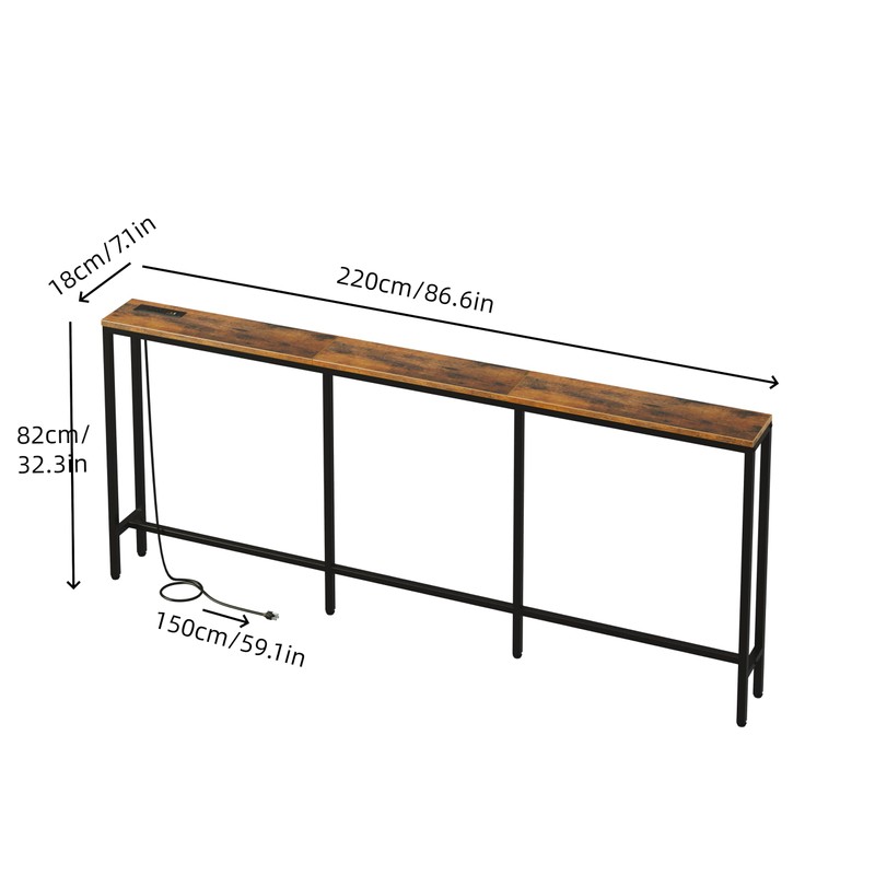 FLORIHOMA 78.7" Behind Couch Table with Fast Charging Station, 7.1"