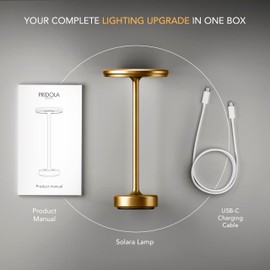 PRIDOLA Solara Cordless Table Lamp - Rechargeable LED Desk Lamp with Dimmer, 3 Brightness Levels, Swedish Design for Home, for Office, Kitchen or Bedroom (Black)