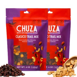 CHUZA Clasico Trail Mix – Semi Spicy Sweet Snack with 100% Mexican Spices – Dried Cranberries, Almonds, Peanuts & Cashews – High Protein, Gluten-Free – 4 oz