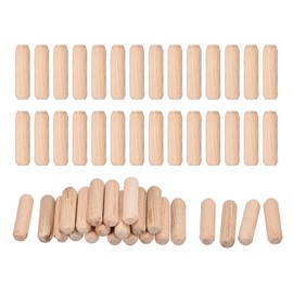 uxcell 60 Pcs Wooden Dowel Pins 8x30mm(0.31x1.18) Fluted Beveled Ends Wood Dowel Pegs Dried Hardwood for Woodworking Furniture Shelf