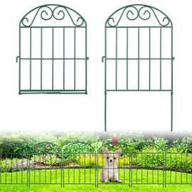 ADAVIN 24Panels Collapsible Garden Fence Animal Barrier, 26 Ft(L) x 24 in(H) Green Rustproof Metal Wire Panel Border for Dogs Rabbits, Flower Edging for Landscape Patio Yard Outdoor Decor, Arched