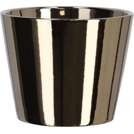 KOTARBAU® Small Ceramic Flower Pot Diameter 11 cm Glazed Gold Shiny
