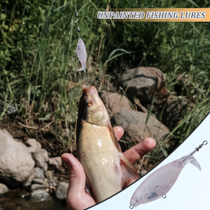 Unpainted Lures,6X Multi Jointed Rotating Tail Artificial Crankbaits with Eyes