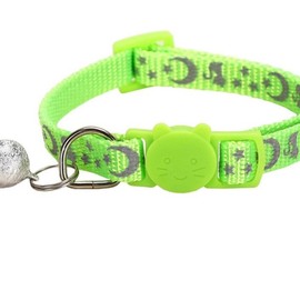 KOI PET Kitten Collar with Bell, Safety Buckle, Reflective Stripe and Paw Print, Adjustable 8-12 Inches, Vibrant Colors, Durable and Comfortable - Color: Breakaway Cat Collar --green