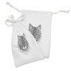 Ambesonne Cat Fabric Pouch Set of 2, Detailed Greyscale Charcoal