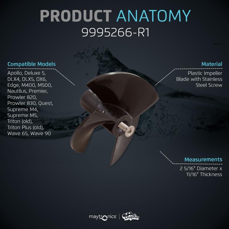 Dolphin Genuine Replacement Part - Impeller with Screw (Black) -