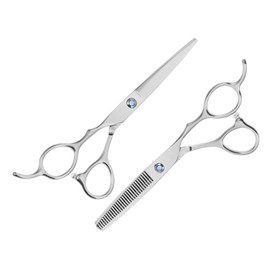 Healeved 2Pcs Lefty Hair Cutting Scissors Professional Barber Shears for Left Handed Users Silver Hairdressing Tools Easy to Clean and Operate