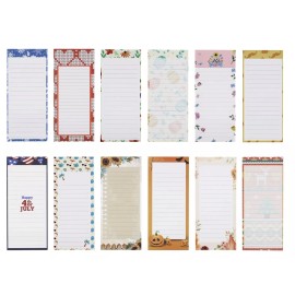 Creative Hobbies 12-Pack Monthly Magnetic Notepads - Vibrant Seasonal Designs for January to Dece