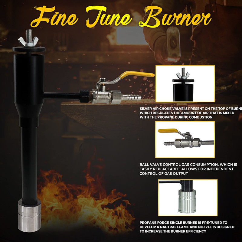 Simond Store Propane Forge Burner Kit, Single Burner for Blacksmithing