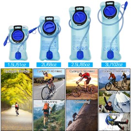 1/2/4/8 Pack Hydration Bladder, 1.5L/2L/2.5L/3L Water Reservoir, Leakproof Water Bladder Hydration Pack, Large Opening Water Storage Bladder Bag, for Cycling Hiking Camping (3L, 2 Pack)