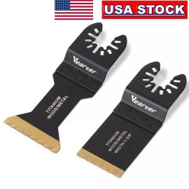 Vearter 2PCS 33/34mm Titanium Oscillating Multi Tool Saw Blades Wood Metal Cut Cutter