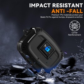 Sucure Lock Case for Beats Studio Buds/Buds Plus Locking Case Cover with Lock Clip & Cleaner Kit Pen, Buds + 2023 Impact and Smudge Resistant Case Cover with Men Women (Black)