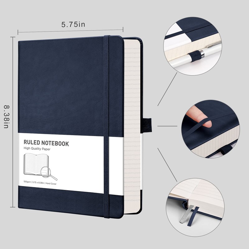 RETTACY Journal Notebook Lined - A5 Note Book Hardcover Thick