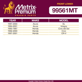 Metrix Premium Chassis Parts - 2 PC Front Lower Ball Joint Kit Fits 97-00 Acura EL, 94-01 Integra, 92-00 Honda Civic, 97-01 CR-V, 95-97 Civic del Sol, Replacement K9802, Made in Europe