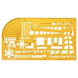 Kinmy Template Ruler Resin Oval Drafting Template Large Isometric Ruler Measuring Tool Student
