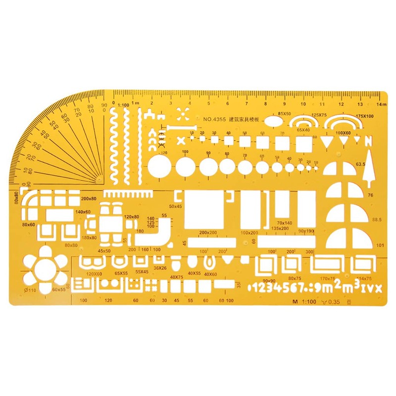 Kinmy Template Ruler Resin Oval Drafting Template Large Isometric Ruler