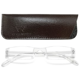 VEVESMUNDO Reading Glasses Men Women Modern Slim Transparent Rimless Eyeglasses (Reading Glasses 1 Pack, 4.0)