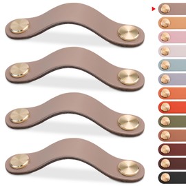 LEREATI Pack of 4 Leather Handles for Furniture, Cabinet Handles, Meat Furniture Handles, Drawer Handles, Modern Furniture Knobs, Cabinet Handles for Kitchen Cabinets, Cupboards, Door, Home Decor (128