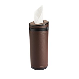 Car Tissue Holder, Convenient Travel Kleenex Bag, Cylinder Facial Tissues Box Container, Round Canister Car Napkin Holder, Universal Tissues Cylinder for Vehicle Cup Holder, Home, Office (Brown)