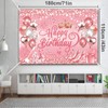 Lnkdeya Pink Rose Glitter Birthday Backdrop - 71x43 in for