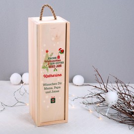 Herz & Heim® Gift packaging for bottle – Merry Christmas and a good new year – with print of the name and text of your choice