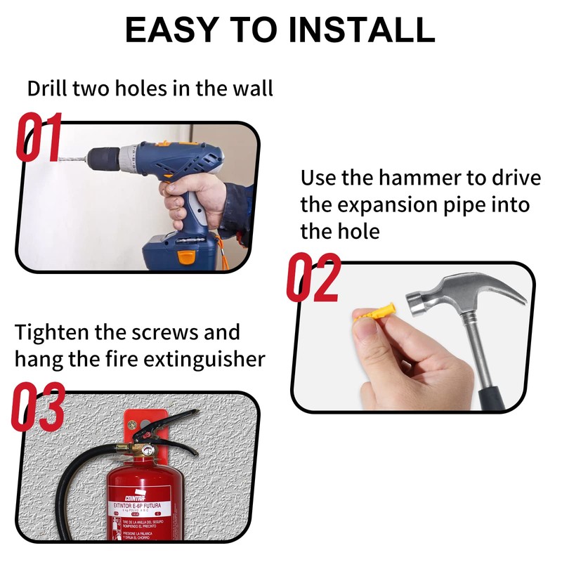 Huazu Fire Extinguisher Mount - 4 Pack Wall Hooks for