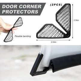 DXNQ 2 PCS Car Door Corner Protector Edge Guards, Real Carbon Fiber Anti-Collision Car Door Edge Protector, Self-Adhesive Decorative Car Door Corner Protector, Car Exterior Accessories (Silver)