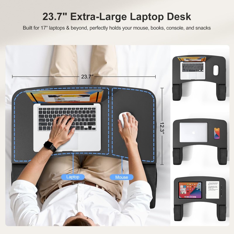OPTIXCELL Lap Desk with Arm Rest, Ergonomic 17" Laptop Desk